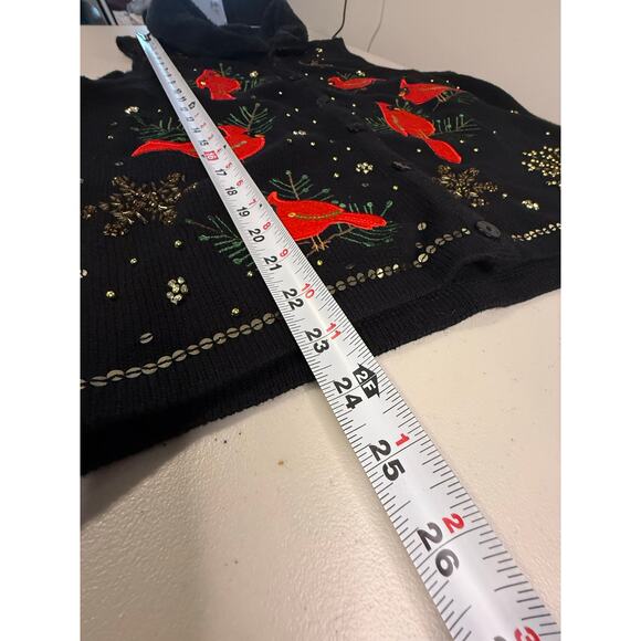 Kim Rogers Christmas Cardinal Button Down Vest with Removable Fur Collar Size PL - Picture 8 of 8